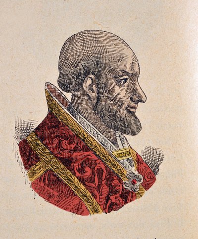 Retrato del Papa Pío IV (1559-1565), 1898 (grabado con coloración posterior) de Italian School